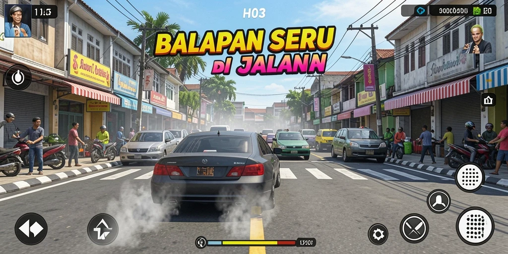 Tampilan aksi balap seru di H03 dengan grafik memukau.