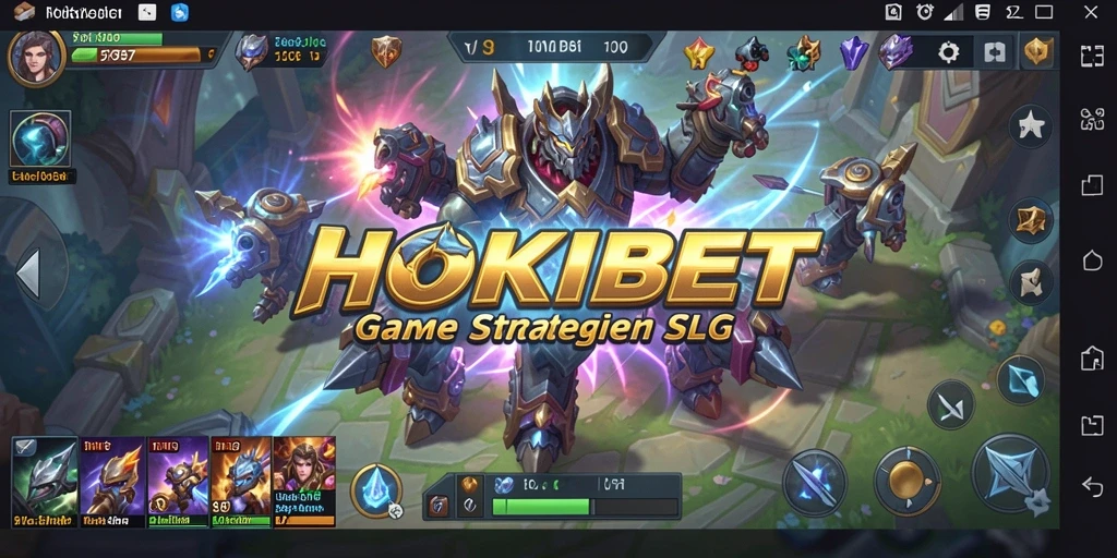 Screenshot HOKIBET menampilkan aksi pertempuran dinamis dalam game SLG.