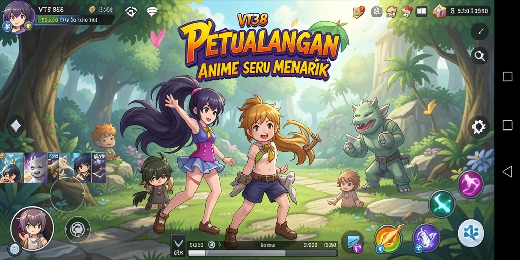 Tampilan gameplay VT38 dengan karakter Anime yang keren.