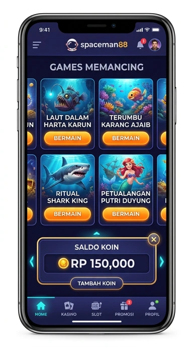 Tampilan antarmuka aplikasi spaceman88 yang menarik dan mudah dinavigasi.